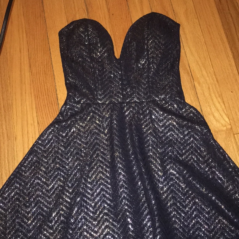 Charolette Russe Navy and  Silver shimmer dress